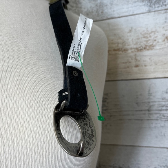Anthropologie Vintage Black Suede Belt Green Braided Size S M Silver Buckle - Picture 8 of 8